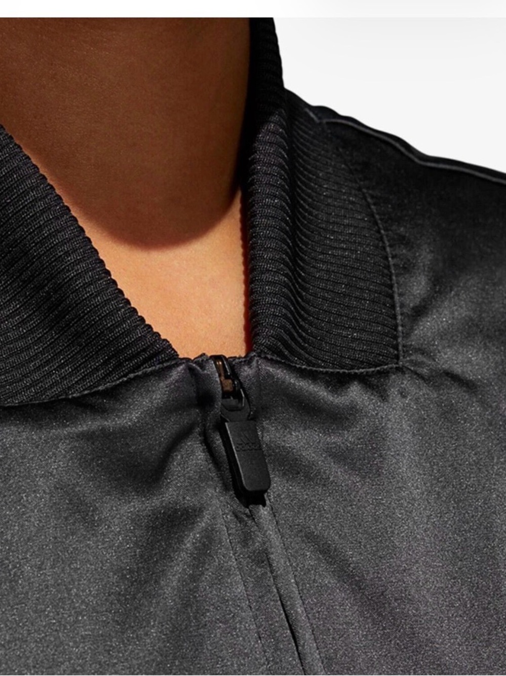 Adidas ID Women’s Sherpa and Satin Bomber Jacket Black Size Medium - Picture 6 of 12